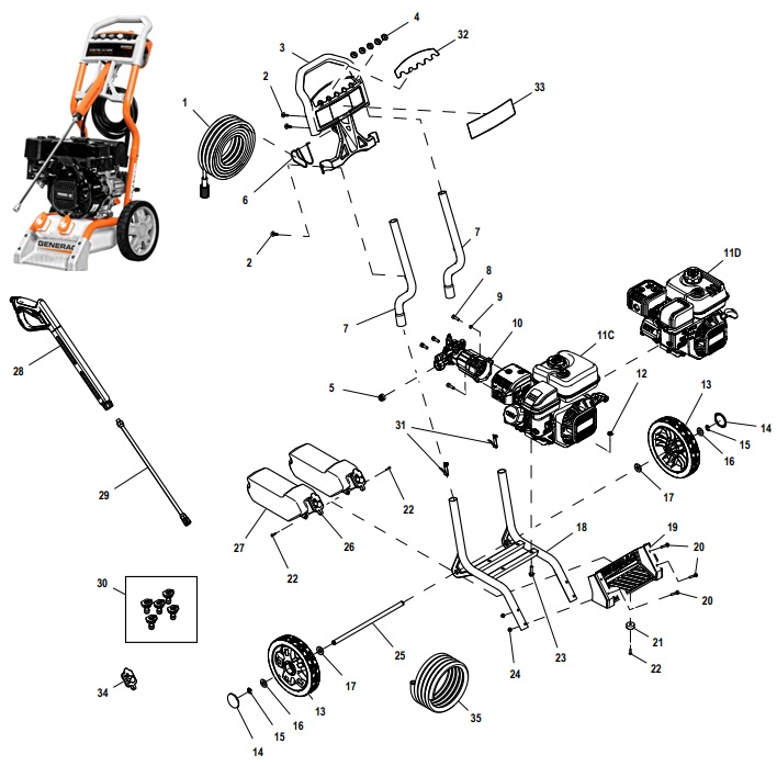 generac 0060241 Power Washer repair Parts